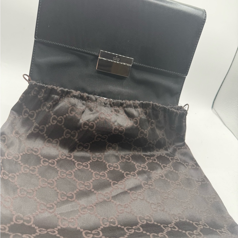 Vintage Gucci black leather and canvas nylon clutch wristlet EUC 🔥🔥 - Picture 9 of 17